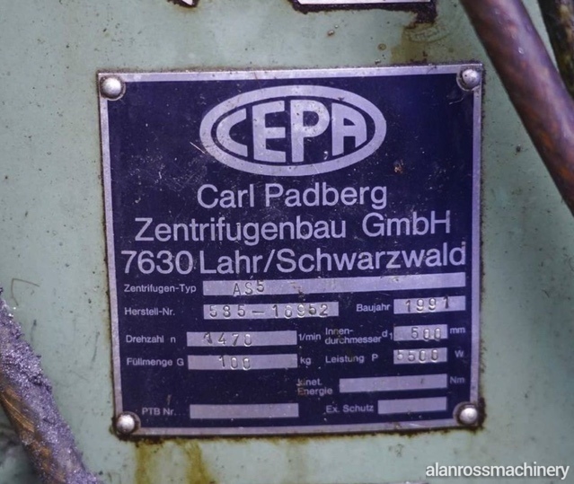 CEPA / CARL PADBERG ZENTRIFUGENBAU GMBH AS5 Chip Wringers (Spinners) | Alan Ross Machinery